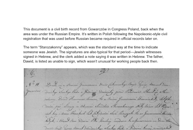 transcribe handwritten polish text and translate it